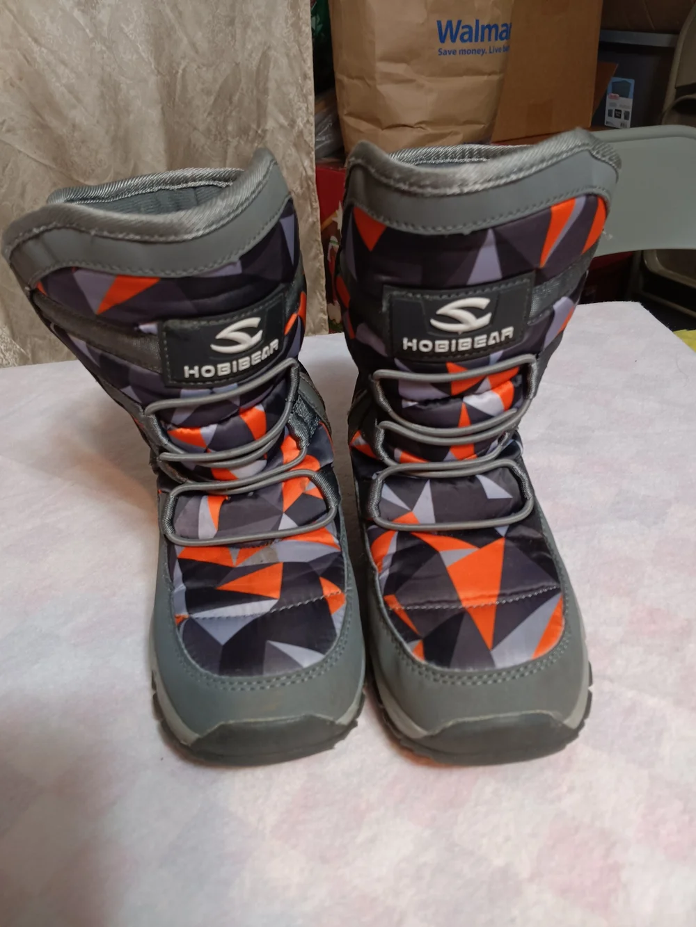 Hobibear Kids' Gray & Orange Geometric Winter Boots